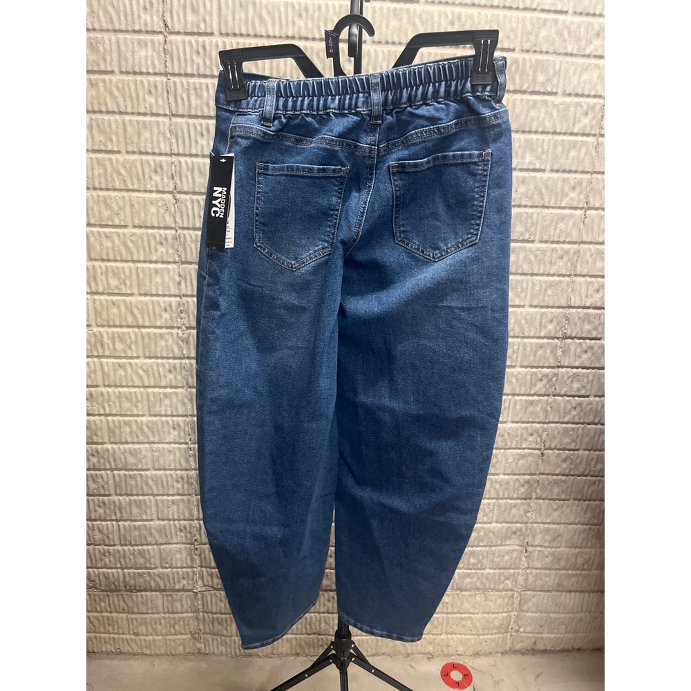 Madden NYC High Rise Barrel Jean True Blue Wash Tapered Leg XS 0-2 NWT - Picture 2 of 3